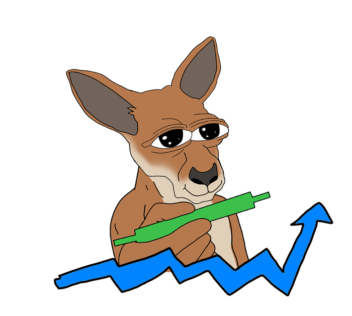 RURU holding a green candle over a jagged chart